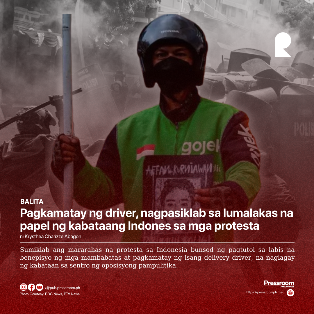 Pagkamatay ng driver, nagpasiklab sa lumalakas na papel ng kabataang Indones sa mga protesta