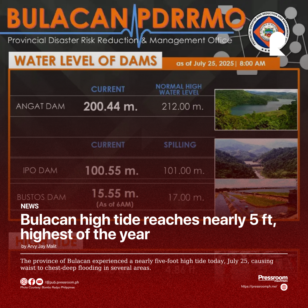 Bulacan high tide reaches nearly 5 ft, highest of the year