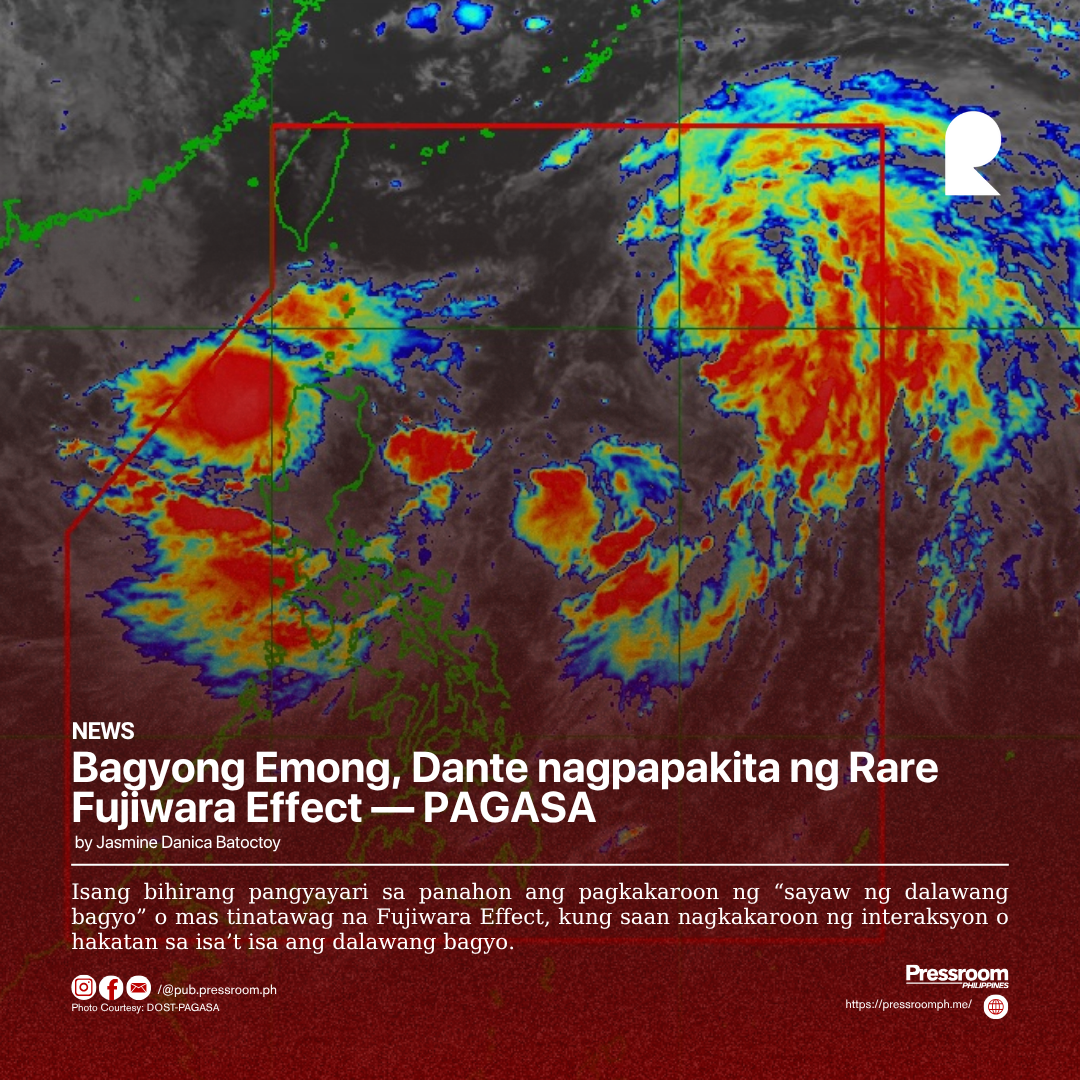 Bagyong Emong, Dante nagpapakita ng Rare Fujiwara Effect — PAGASA