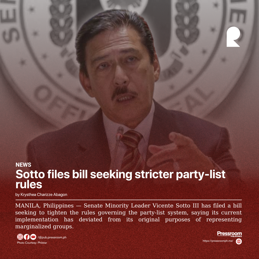 Sotto files bill seeking stricter party-list rules