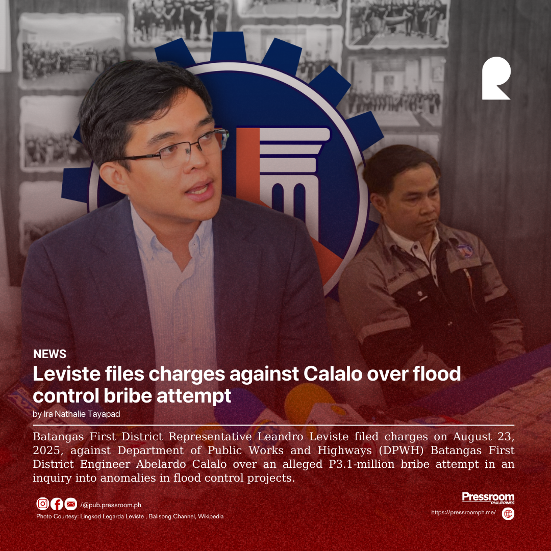Leviste files charges against Calalo over flood control bribe attempt