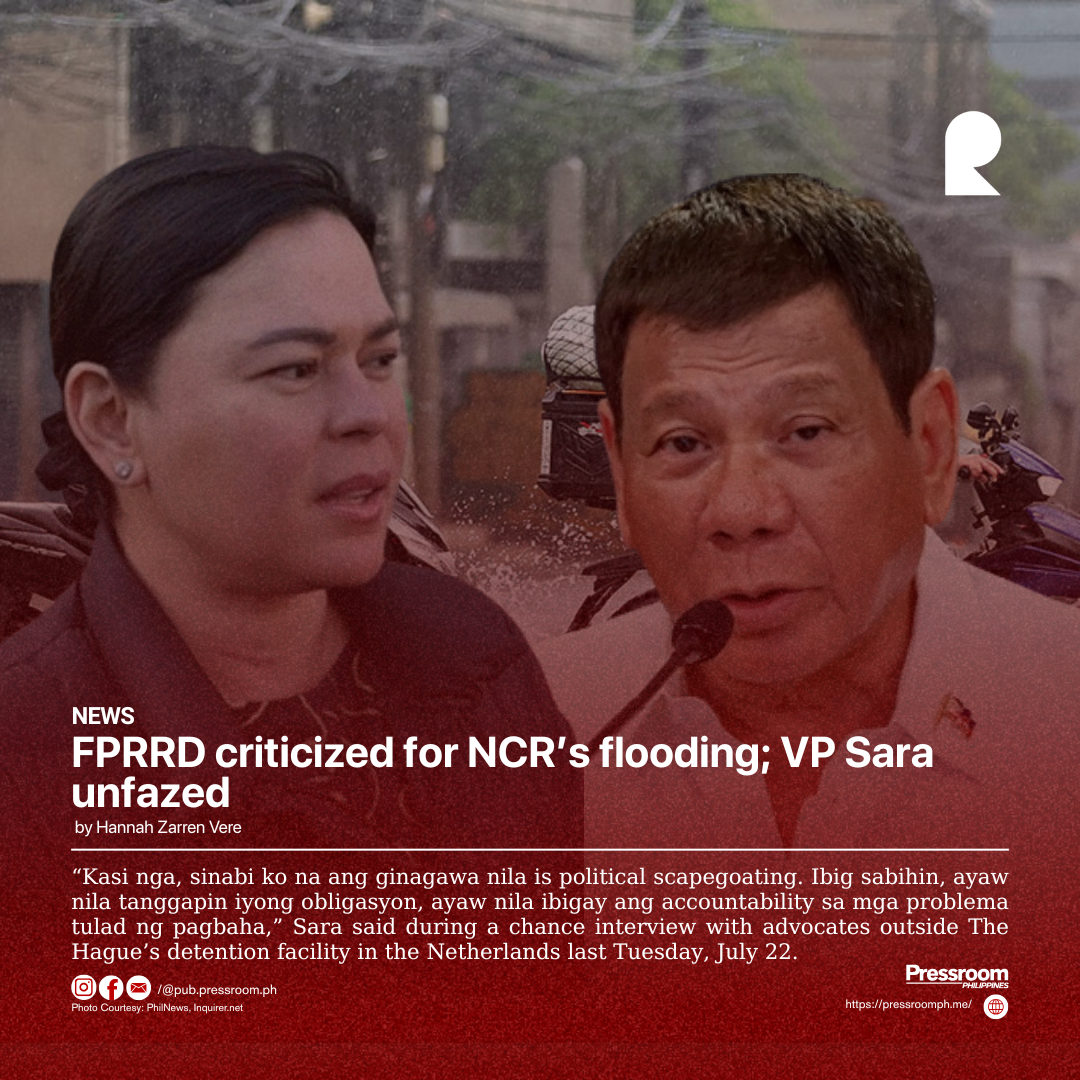 FPRRD criticized for NCR’s flooding; VP Sara unfazed