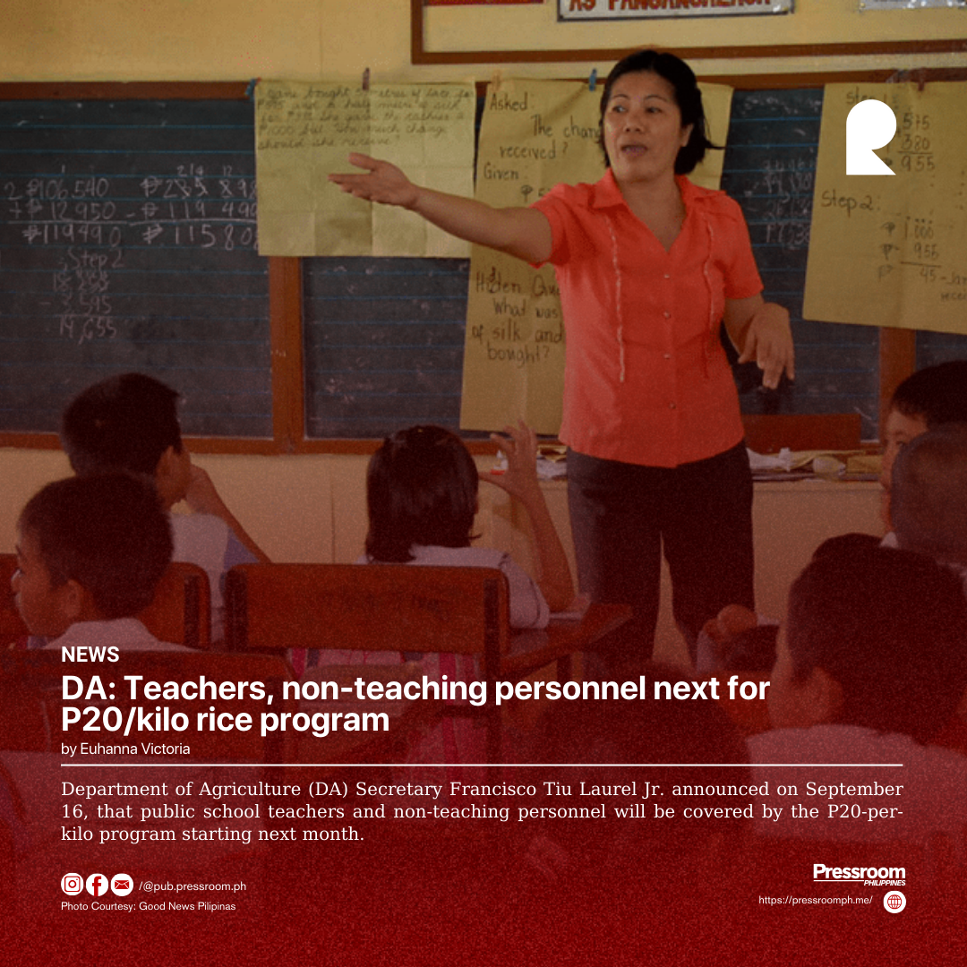 DA: Teachers, non-teaching personnel next for P20/kilo rice program