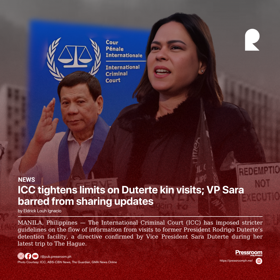 ICC tightens limits on Duterte kin visits; VP Sara barred from sharing updates