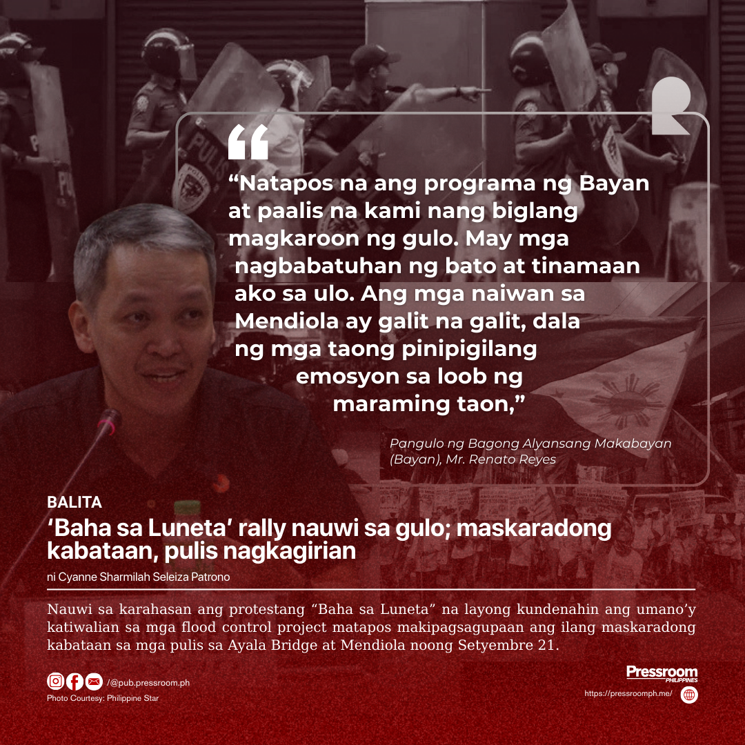 ‘Baha sa Luneta’ rally nauwi sa gulo; maskaradong kabataan, pulis nagkagirian