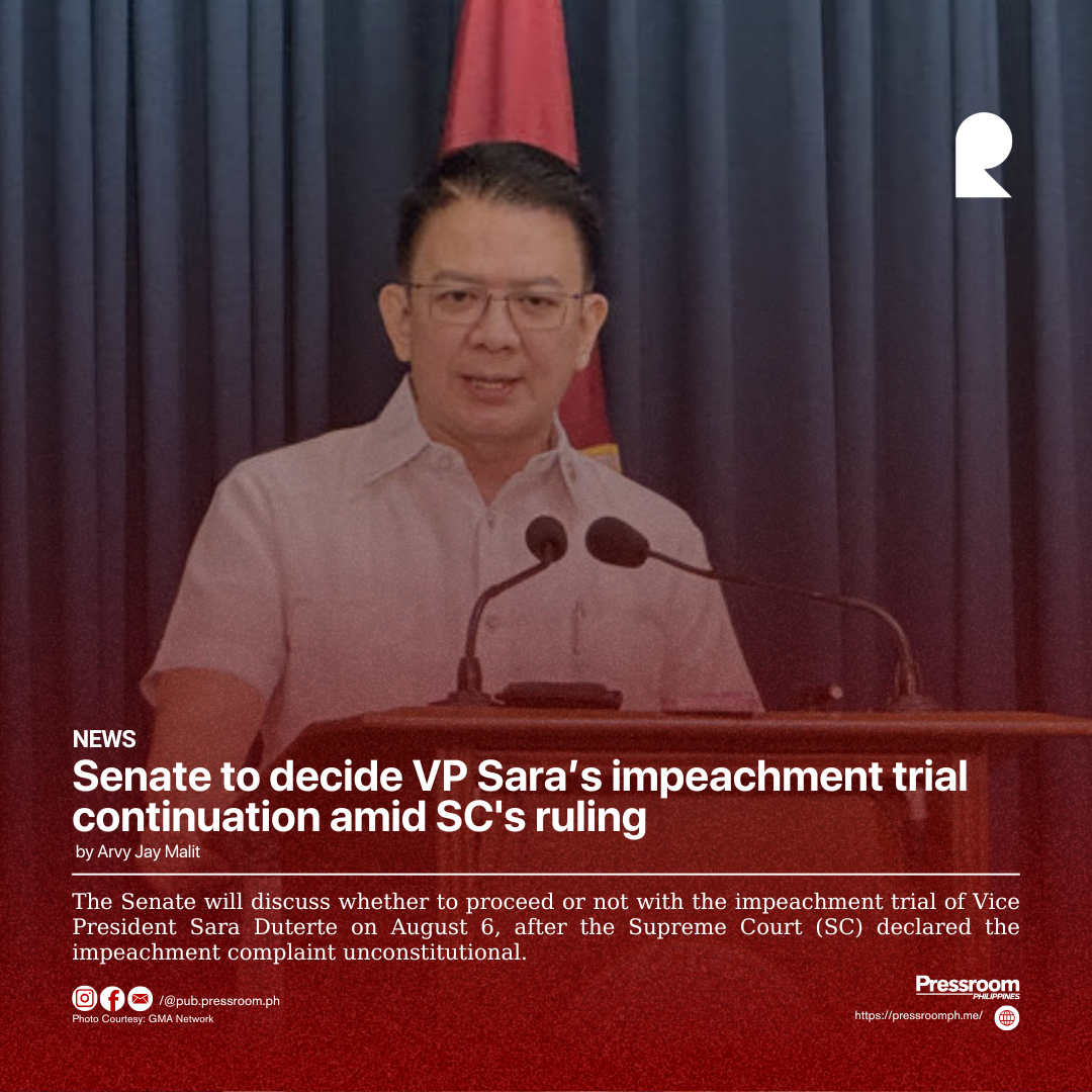 Senate to decide VP Sara’s impeachment trial continuation amid SC's ruling