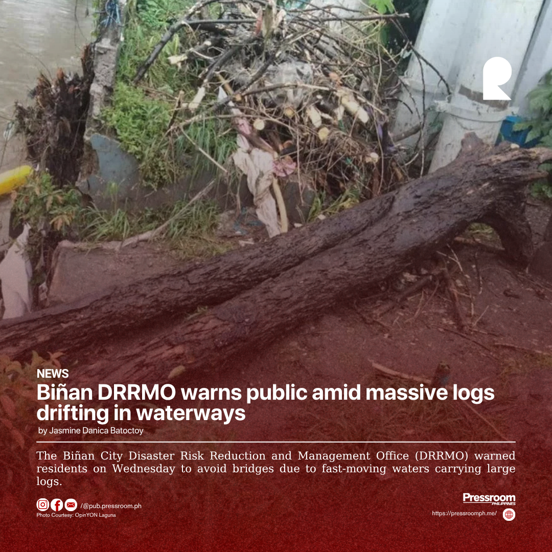 Biñan DRRMO warns public amid massive logs drifting in waterways