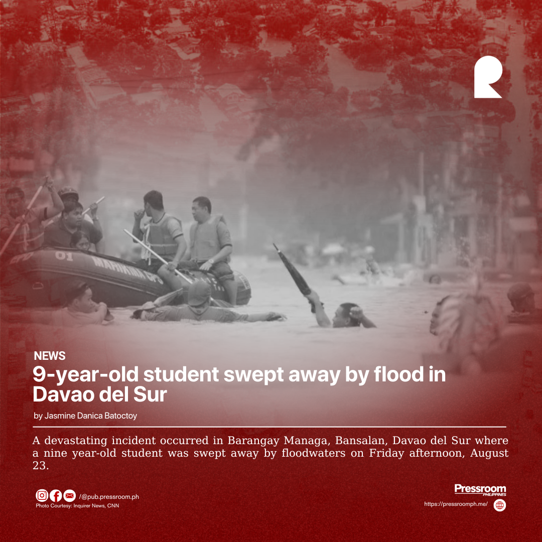 9-year-old student swept away by flood in Davao del Sur
