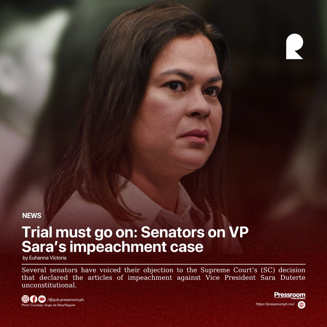 Trial must go on: Senators on VP Sara’s impeachment case