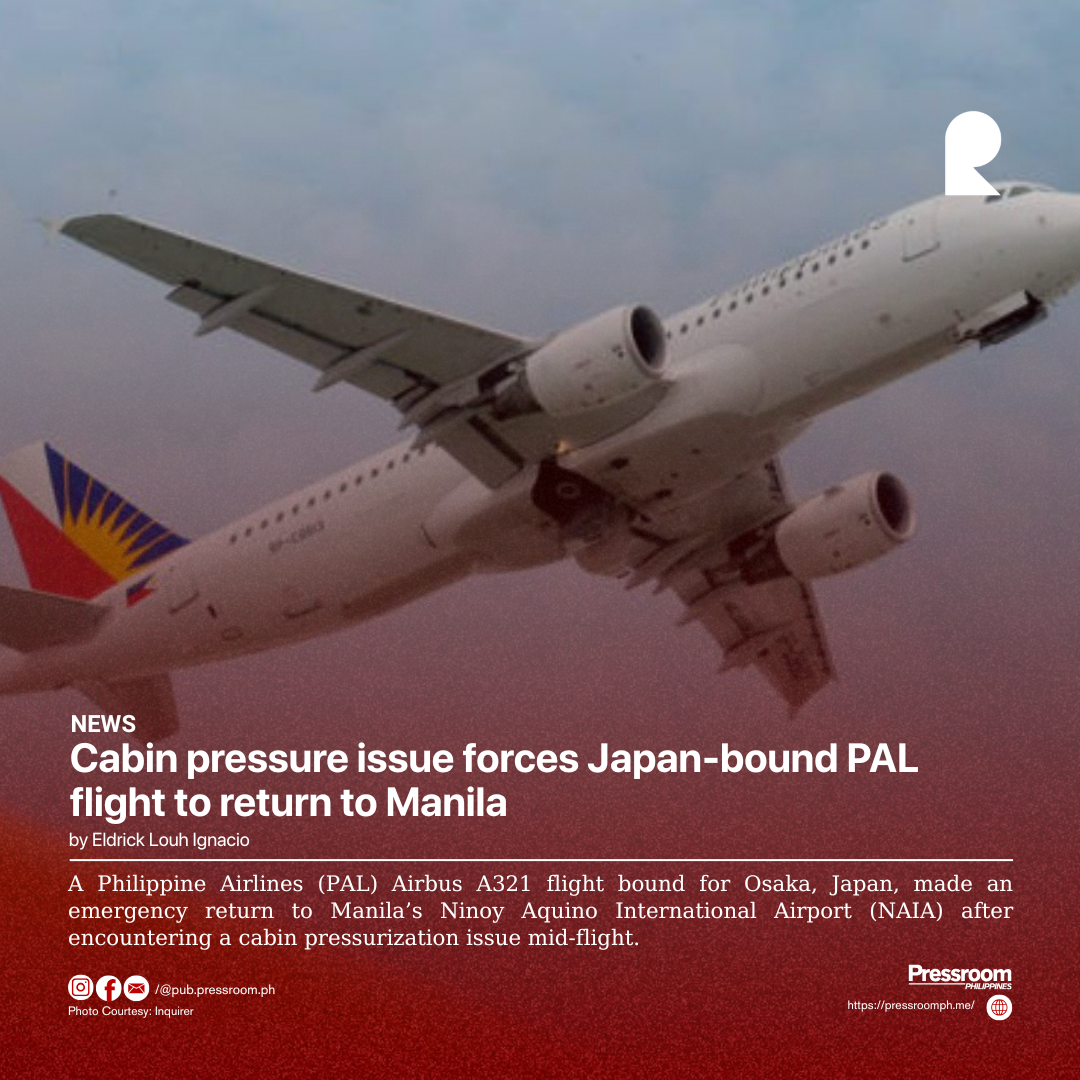 Cabin pressure issue forces Japan-bound PAL flight to return to Manila