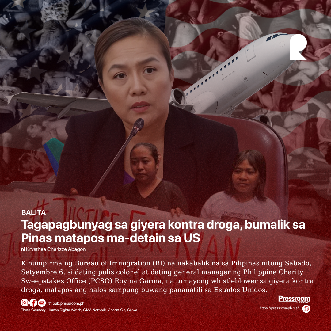 Tagapagbunyag sa giyera kontra droga, bumalik sa Pinas matapos ma-detain sa US